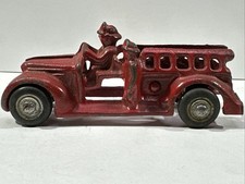 Arcade Cast Iron Fire Truck Ladder Engine Vintage Toy Red Color