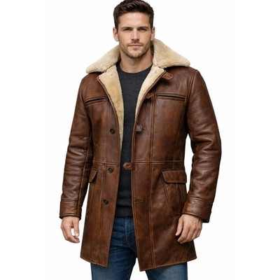 Dark Knight Rises Tom Hardy Bane Shearling Leather Coat Jacket Color Options
