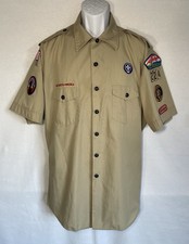 BSA Shirt Beige XL Den Leader Patches St. Louis 17-17.5 Boy Scouts of America