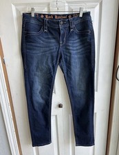 Women  s Rock Revival Indigo Janeil Skinny Jeans Blue Embroidery Size 29 x 29