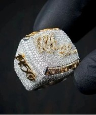 3Ct Round Cut Real Moissanite Custom Men's Wedding Ring 14K White Gold Plated