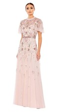 Mac Duggal 9136 Embroidered Floral Tulle Flutter Sleeve Gown Size 10 $698