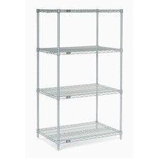 Nexelate Wire Shelving Starter Unit Silver Epoxy 72"W x 24"D x 86"H
