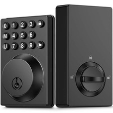 Keyless Entry Front Door Lock Keypad Deadbolt Matte Black with Latest One-Tou...