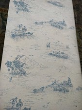 Vintage French Wall Paper Linen Hemp Toile de Jouy 20 Metres L x 72cm W