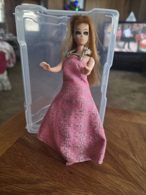 Vintage Topper Dawn "Glori" Doll 1970s Wearing #719 Silver Starlight W/ Shoes