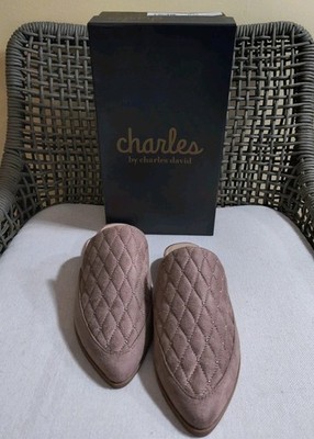 CHARLES BY CHARLES DAVID Este Quilted Microsuede Mule Flats Taupe size 7.5