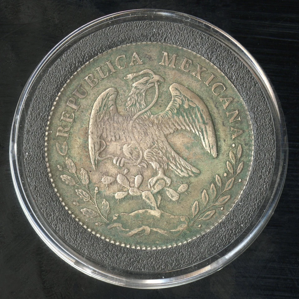 Mexico Coin 1877 8 Reales Cap & Rays Silver Crown Historic Type NO RESERVE! - Image 2 of 2