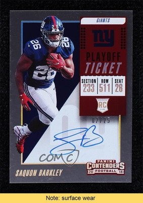2018 Contenders Playoff Ticket 2/25 Saquon Barkley #102 Rookie Auto RC READ 0d44