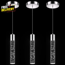 3 Pack Pendant Lights Kitchen Island LED Crystal Bubble Brushed Nickel