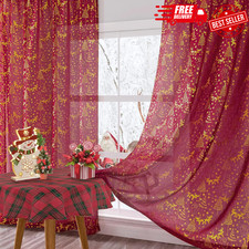 Christmas Red Curtains for Living Room, 84 Inch, 2 Panels Set FREE SHIPPING