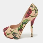 Dolce Gabbana Multicolor Brocade Fabric Platform Pumps Size 37