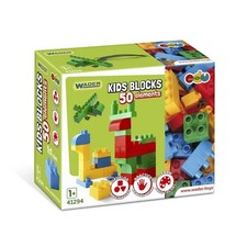 Wader 41294 - Kids Blocks Bausteine, 50 Stück in verschiedenen Formen und bunte