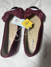 Cat Jack Girls Ballet Flats Burgundy Bow Memory Foam Size 5