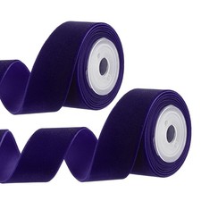 2Pcs 0.98" x 2.18 Yard Ribbon Single Faced Velvet Spool for DIY Dark Purple