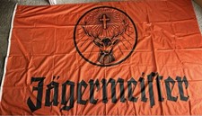 Vintage lata 90. pomarańczowy baner jagermiester z czarnym logo 3 stopy x 5 stóp (nowy)