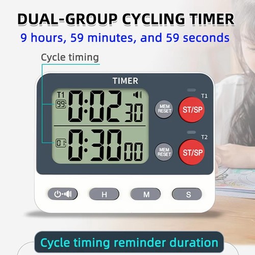 Timer da Cucina Digitale con Gruppi, Tre Opzioni di Tempo, Muto/Spegnimento2274 - Foto 8 di 8