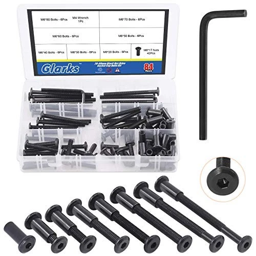 85 Pcs M6x20 30/40 50/60 70 80mm Black Hex Drive Socket Cap Bolts Kit 80 mm - product listing photo