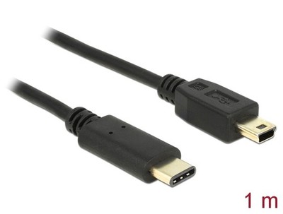 Delock Kabel USB Type-C  2.0 Stecker > USB 2.0 Typ Mini-B Stecker 1,0 m schwarz