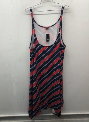Torrid Women's Navy Red White Stripe Sleeveless Jersey Trapeze Dress NWT Sz 5
