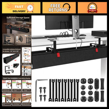 36 Inch Under Desk Cable Management Tray - No Drill Cord Organizer for Home  Of