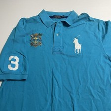 Polo Ralph Lauren Shirt Mens XLT Tall Blue Crest 3 Big Pony Classic Fit Rugby