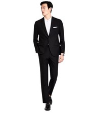 Hugo Boss Mens Modern fit 2 Piece Suit 40 R / 34 Waist Black Solid Wool