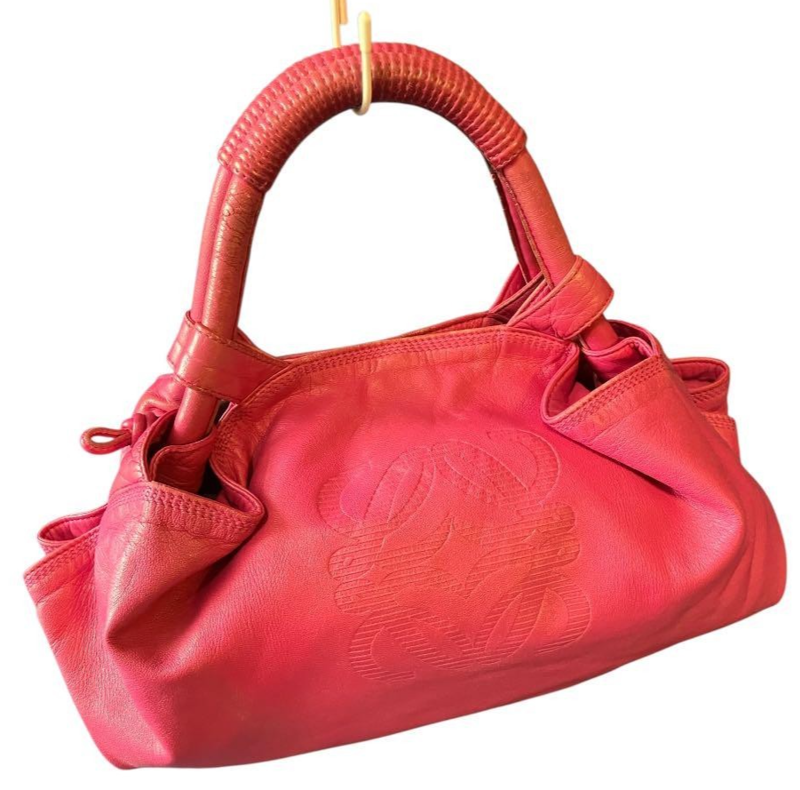 LOEWE Anagram Nappa Aire Hand Bag Red Pink Leather Fuchsia