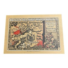 1921 Germany Mühlhausen 50 Pfennig Notgeld Peasants War Art Note