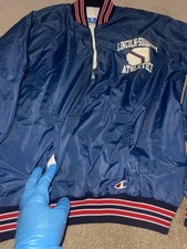 VTG Champion L 1/4 Zip Pullover Blue Windbreaker Jacket 1980s Made in USA