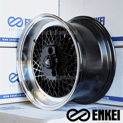 MADE IN JAPAN 15x8 4x100 +25 ENKEI 92 CLASSIC MACHINE LIP BLACK