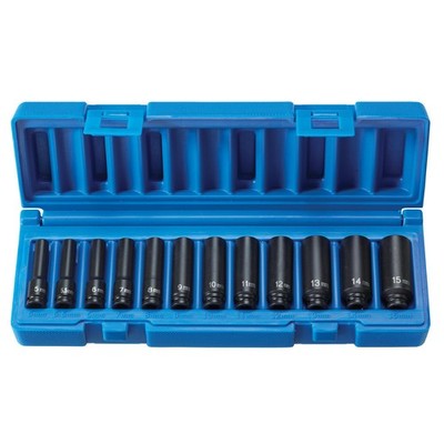 Grey Pneumatic 12-Pc 1/4'' DR 6Pt Magnetic Deep Impact Socket Set 9712MDG New