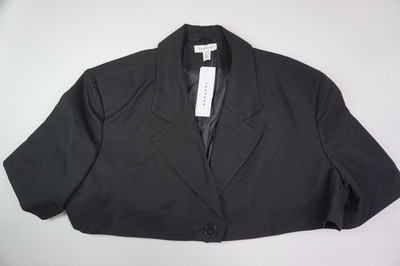 RARE NWT TOPSHOP BLACK CROPPED SHORT BLAZER JACKET ASOS SZ 14 US 18 UK 46 EUR