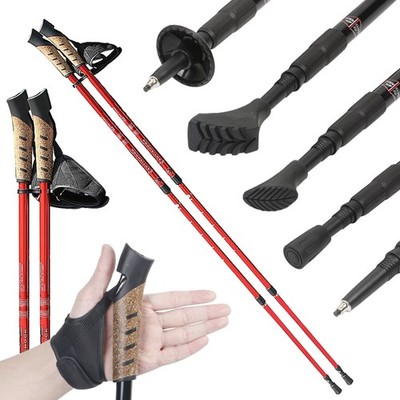 2 Stück Alu Nordic Walking Stöcke Rot Teleskop Antischock Trekking Wandern