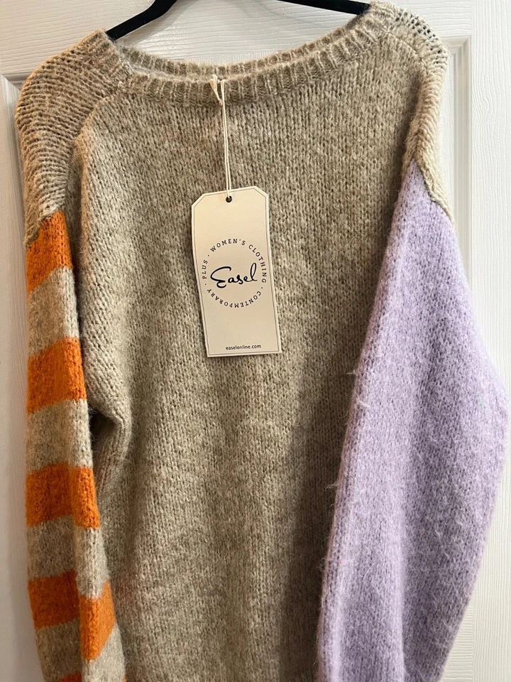 Nuevo Caballete Ropa Suéter Pullover Talla Pequeña Talla Grande Calce Rayas Acogedor Top Foto 3 de 4