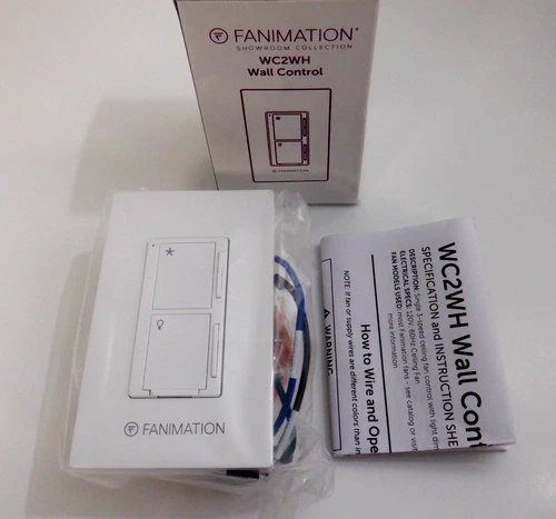 Fanimation WC2 White 3 Speed Fan & Light Wall Control - Picture 1 of 8