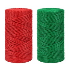 Red Green Jute Twine, 328 Feet x 2 Rolls 2mm Colored Christmas Twine String f...