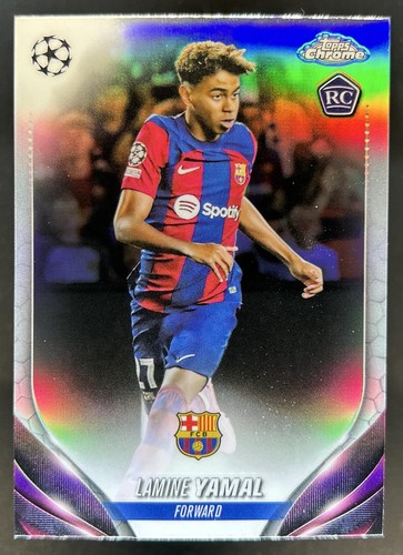 2023-24 Topps Chrome UEFA Lamine Yamal RC Refractor Rookie #64 Barcelona