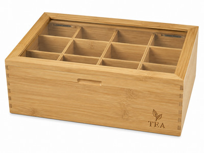 Teebox Bambus mit Sichtfenster | Teebeutel Box Tee Organizer Aufbewahrungsbox