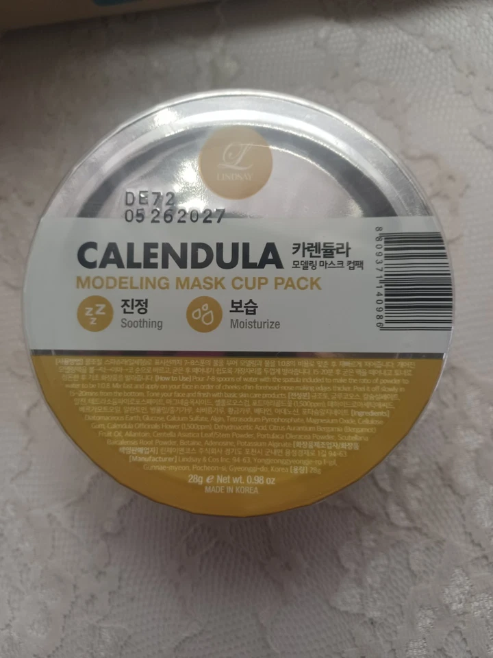Paquete de 6 mascarillas modeladoras de caléndula LINDSAY taza cuidado de la piel cara despegable HIDRATAR Foto 2 de 4