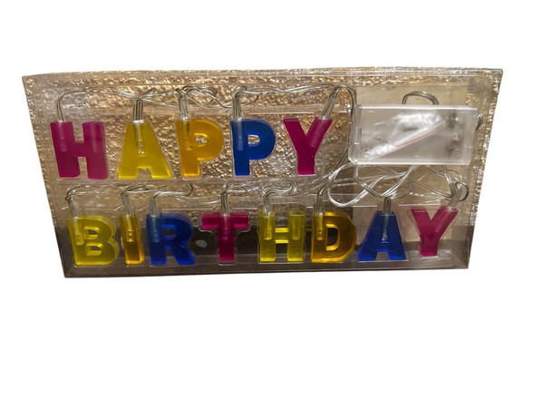 Happy Birthday Led Lichterkette Geburtstag Beleuchtung Bunt Batteriebetrieb Neu-image