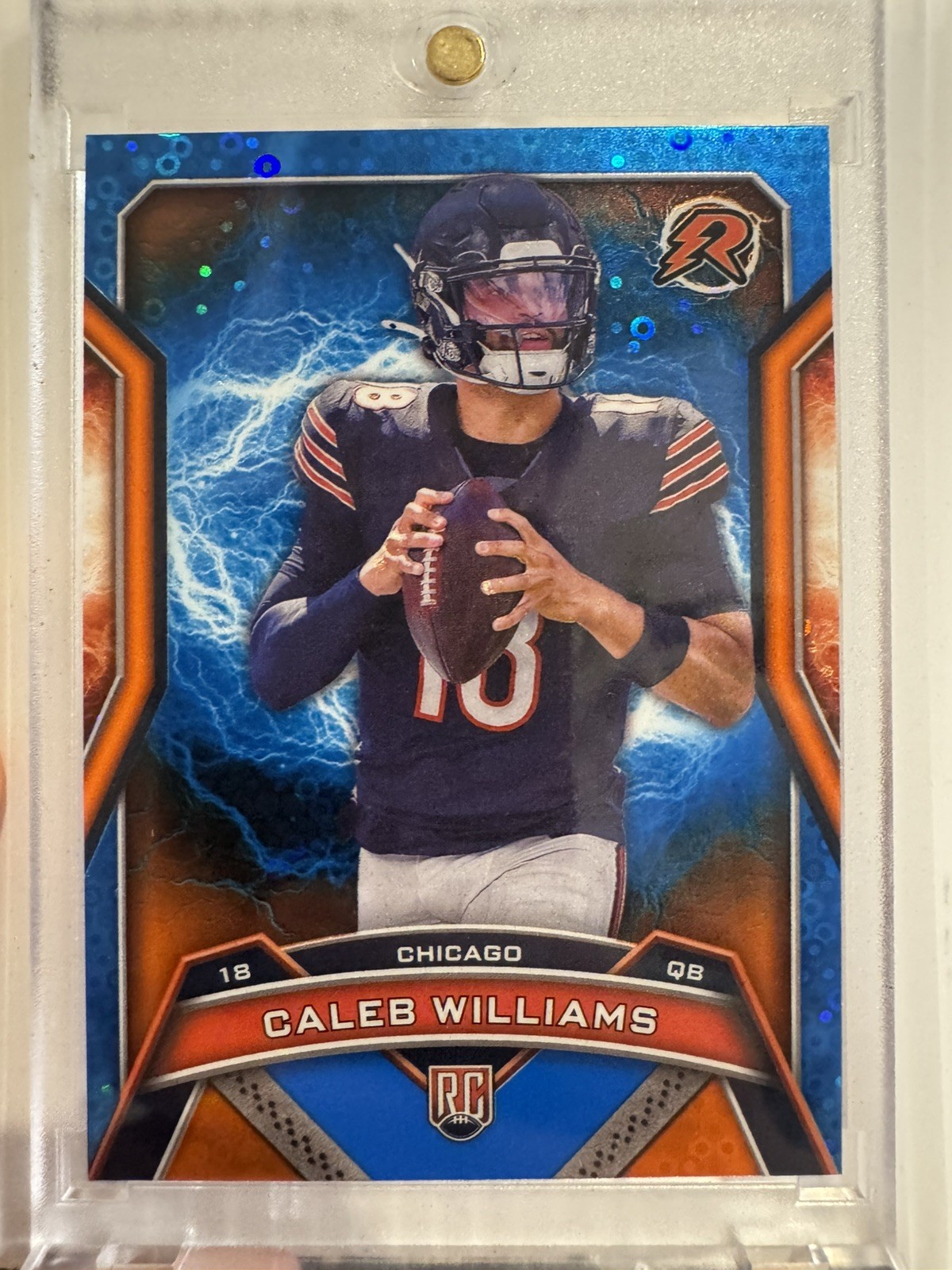 2024 Topps Resurgence Caleb Williams Blue / Orange Spark Disco #117 Bears SP RC