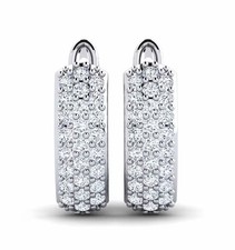 1.25ct Natural Round Diamond 14k White Gold Anniversary Wedding Hoops Earrings