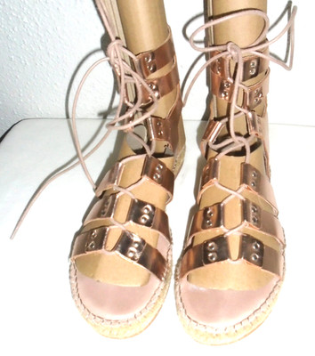 Gaimo Women's Metallic Rose Gold Gladiator Sandals, Spain, Size 40 (9-9.5)