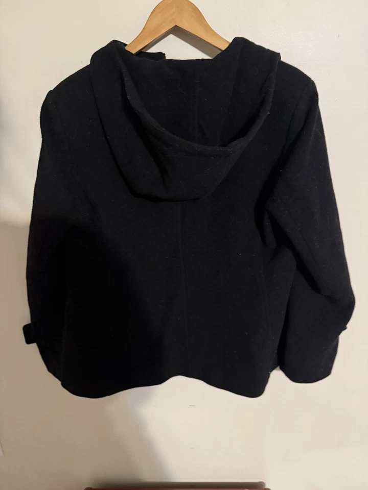 Abrigo de lana Croft & Barrow para mujer talla mediana negro con capucha Foto 4 de 4