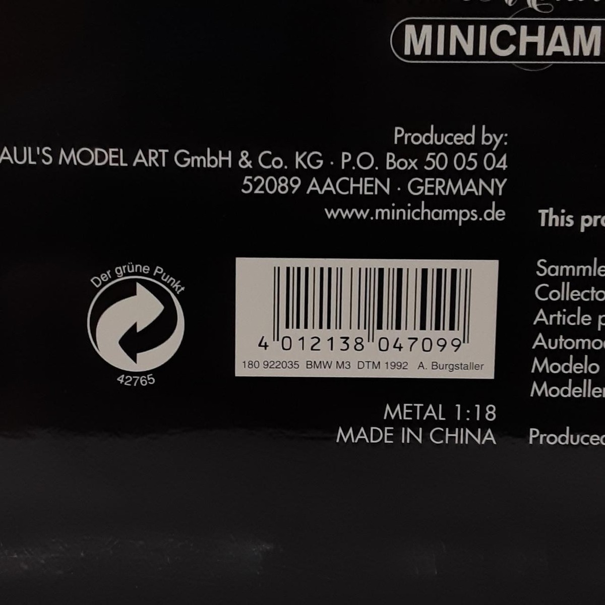 自動車 BMW M3 A.BURGSTALLER DTM 1992 1/18 Minichamps Bmw M3 A.Burgstaller Dtm 1992 1/18 Minicar | eBay