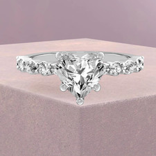 14K White Gold IGI Certified Lab Grown Diamond Wedding Ring 2.60 Ct Heart Cut
