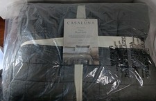 Casa Luna King Heavyweight Linen Blend Quilt Dark Gray- Casaluna Sealed New