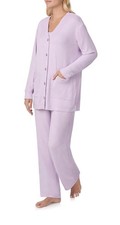 Cuddl Duds 3-Piece Lounge Set Soft Knit Pajama Cardigan Tank Top Pant XXL Purple
