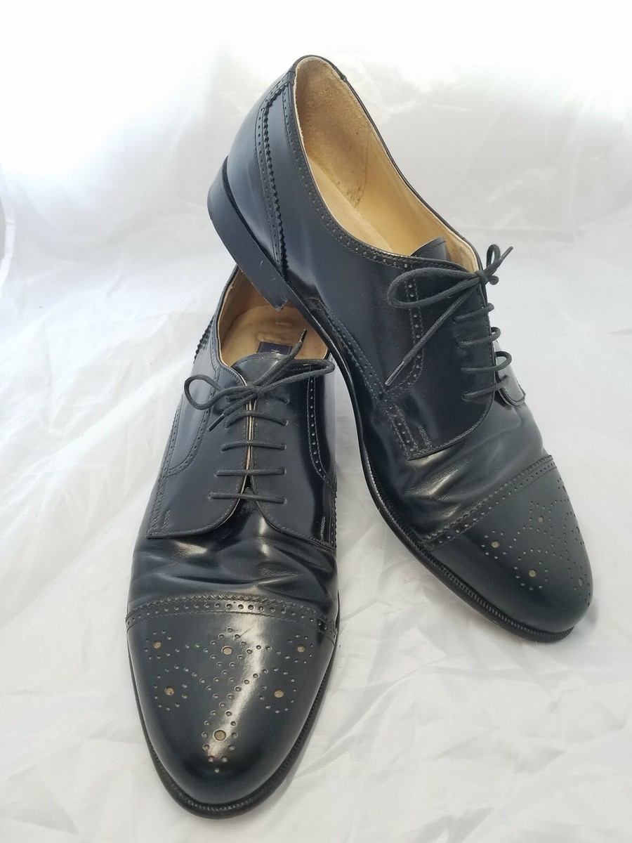 Nordstrom Mens Shoes Black Leather Lace Up Oxford Shoes Cap  display picture 1